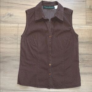 Harve Bernard Brown Sleeveless Button-Up Top Size S